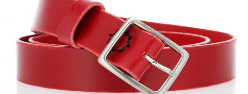 Ceinture rouge en cuir, avec boucle en laiton "Sylvie"