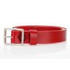 Ceinture rouge en cuir, avec boucle en laiton "Sylvie"