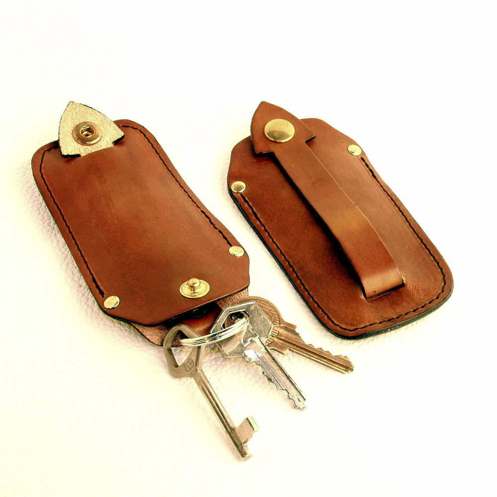 Gadget | Porte clefs pour homme en cuir couleur rouge