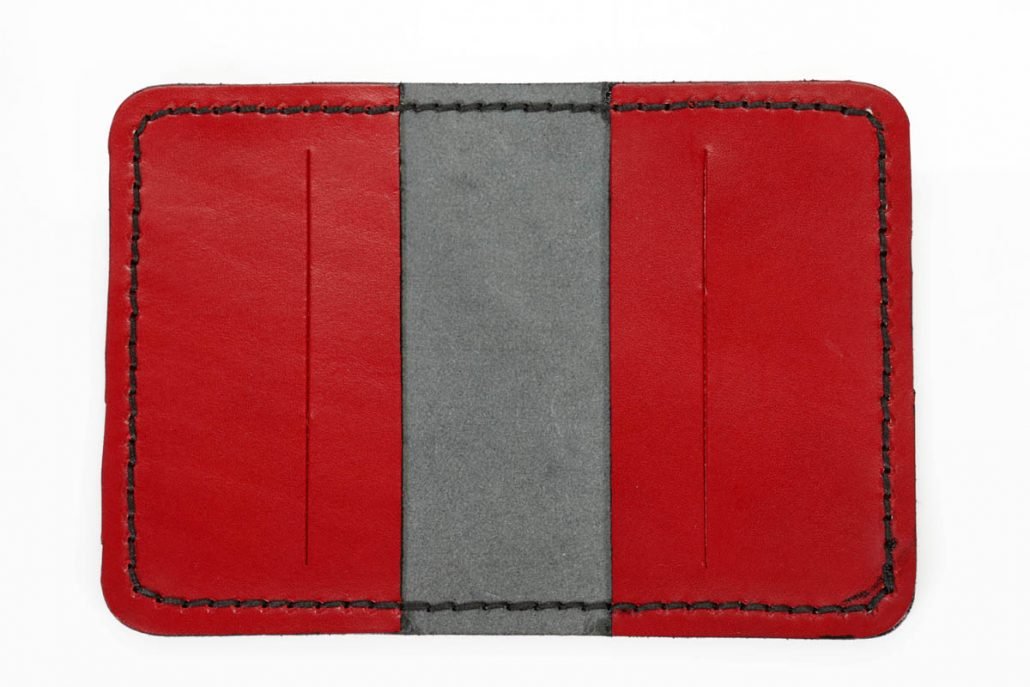 Etui pour carte bancaire en cuir rouge et noir by Cuirs Ney - Cuirs Ney