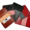 Etui pour cartes bancaires en cuir rouge et noir