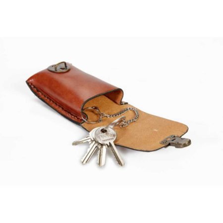 Etui à clés en cuir naturel à mettre à la ceinture