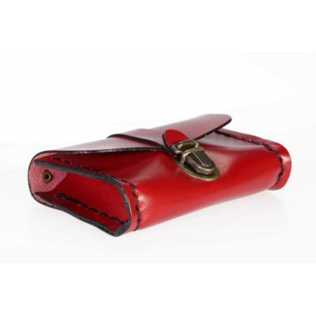 Porte monnaie en cuir rouge "Cartable"