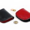 Porte monnaie plat cuir noir et rouge
