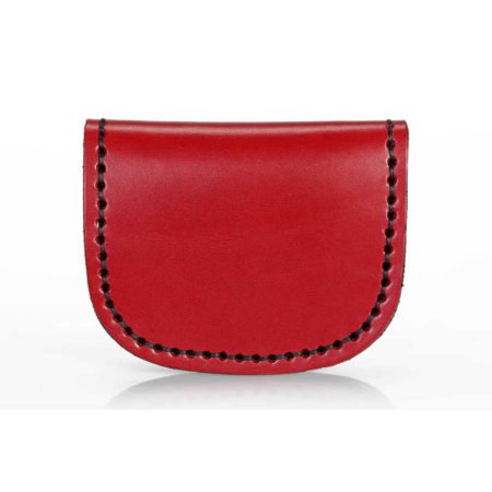 Porte monnaie plat en cuir rouge et noir