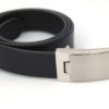 Ceinture en cuir noir avec boucle habillée à griffe "Alex"