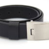 Ceinture en cuir noir avec boucle habillée à griffe "Adam"