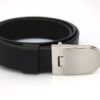 Ceinture en cuir noir avec boucle habillée à griffe "Adam"