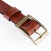 Ceinture en cuir naturel marron - boucle en laiton "Pierre" 3,5 cm