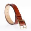 Ceinture en cuir naturel marron - boucle en laiton "Pierre" 3,5 cm