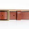 Ceinture en cuir naturel marron - boucle en laiton "Pierre" 3,5 cm