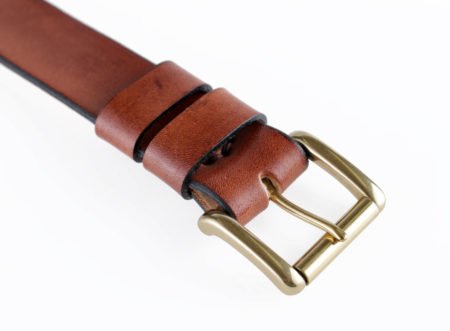 Ceinture marron en cuir naturel avec boucle "Rouleau" 3,5 cm