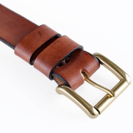 Ceinture marron en cuir naturel avec boucle "Rouleau" 3,5 cm