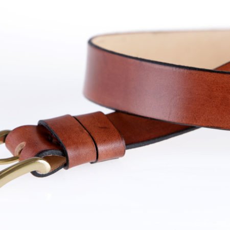 Ceinture marron en cuir naturel avec boucle "Rouleau" 3,5 cm