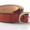 Ceinture marron en cuir naturel, boucle laiton "Serge" 3,5 cm