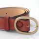 Ceinture marron en cuir naturel, boucle laiton "Serge" 3,5 cm