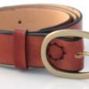 Ceinture marron en cuir naturel, boucle laiton "Serge" 3,5 cm