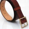 Ceinture marron en cuir naturel - boucle en laiton "Car"