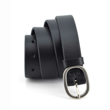 Ceinture en cuir noir avec boucle en laiton "Eugène" - 3cm