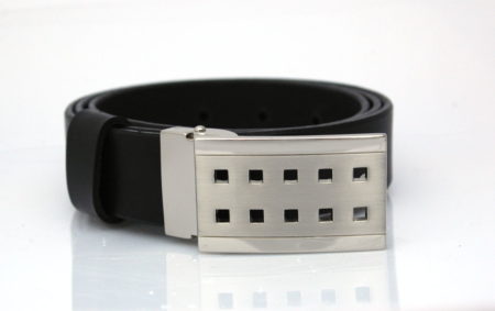 Ceinture en cuir noir avec boucle à griffe "Romain" - 3cm