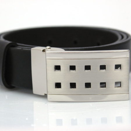 Ceinture en cuir noir avec boucle à griffe "Romain" - 3cm