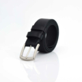 Ceinture en cuir noir avec boucle en laiton "Léo"