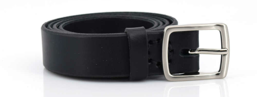 Ceinture noire en cuir avec boucle en laiton "Marc" - 3cm