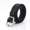 Ceinture noire en cuir avec boucle en laiton "Marc" - 3cm