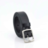 Ceinture noire en cuir avec boucle en laiton "Marc" - 3cm