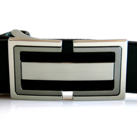 Ceinture noire en cuir boucle habillée "Maurice"