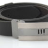 Ceinture en cuir noir avec boucle habillée à grille "Fred"