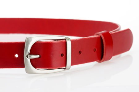 Ceinture en cuir rouge, avec boucle en laiton "Alice", 3,5 cm