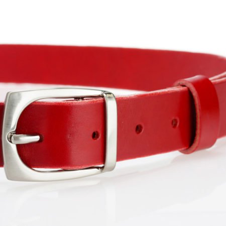 Ceinture en cuir rouge, avec boucle en laiton "Alice", 3,5 cm