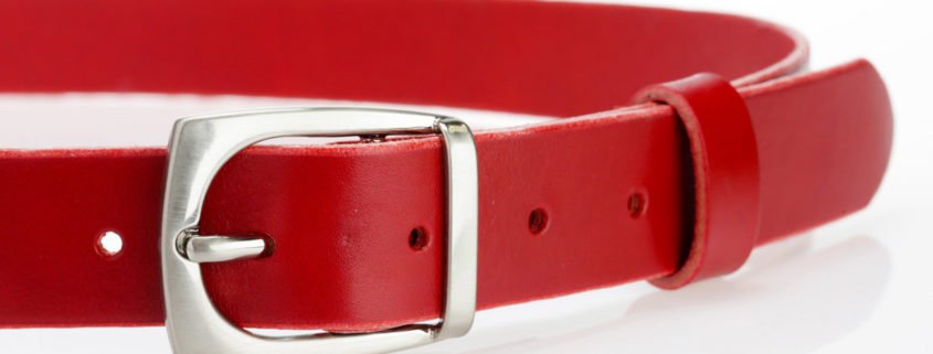 Ceinture en cuir rouge, avec boucle en laiton "Alice", 3,5 cm