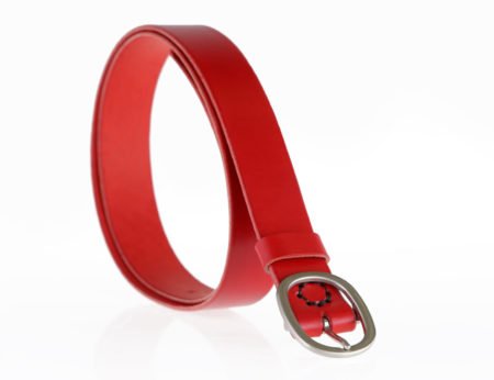 Ceinture en cuir rouge avec boucle en laiton "Nathalie", 3,5 cm