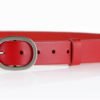 Ceinture en cuir rouge avec boucle en laiton "Nathalie", 3,5 cm