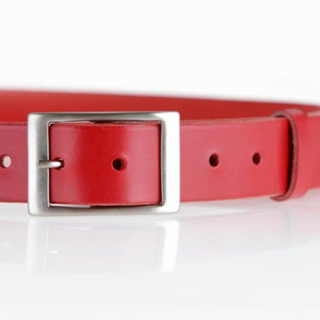 Ceinture en cuir rouge - boucle en laiton "Virginie"