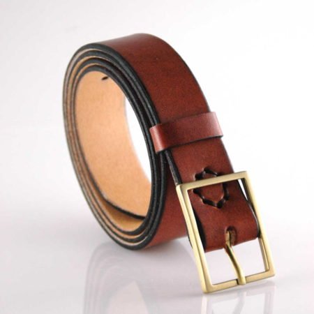 Ceinture marron en cuir naturel - boucle en laiton "Alain" 3 cm