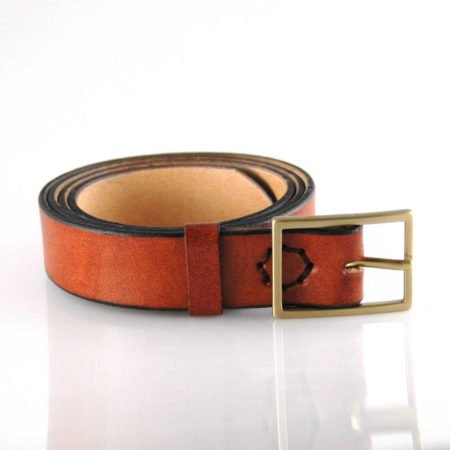 Ceinture marron en cuir naturel - boucle en laiton "Alain" 3 cm