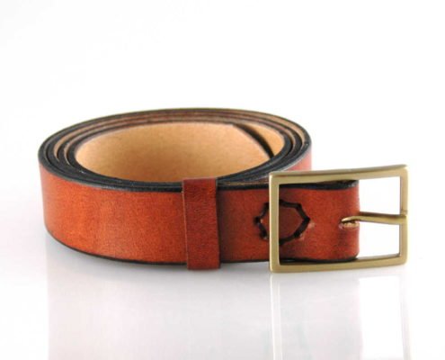 Ceinture marron en cuir naturel - boucle en laiton "Alain" 3 cm