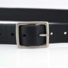 Ceinture noire en cuir, boucle laiton "Michel" 3,5 cm