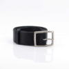 Ceinture noire en cuir, boucle laiton "Michel" 3,5 cm