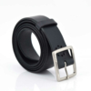 Ceinture noire en cuir, boucle laiton "Michel" 3,5 cm