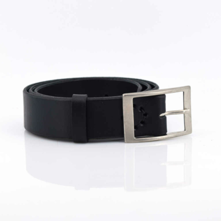 Ceinture en cuir noire avec boucle en laiton "Franck"