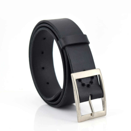 Ceinture en cuir noire avec boucle en laiton "Franck"