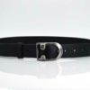 Ceinture en cuir noir avec boucle ardillon « Oreille » 3,5 cm