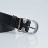 Ceinture en cuir noir avec boucle ardillon « Oreille » 3,5 cm