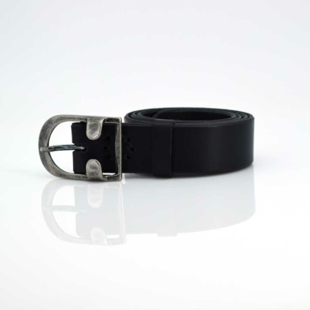 Ceinture en cuir noir avec boucle ardillon « Oreille » 3,5 cm