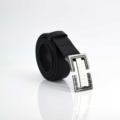 Ceinture noire en cuir boucle habillée "Maurice"