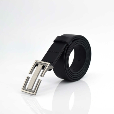 Ceinture noire en cuir boucle habillée "Maurice"